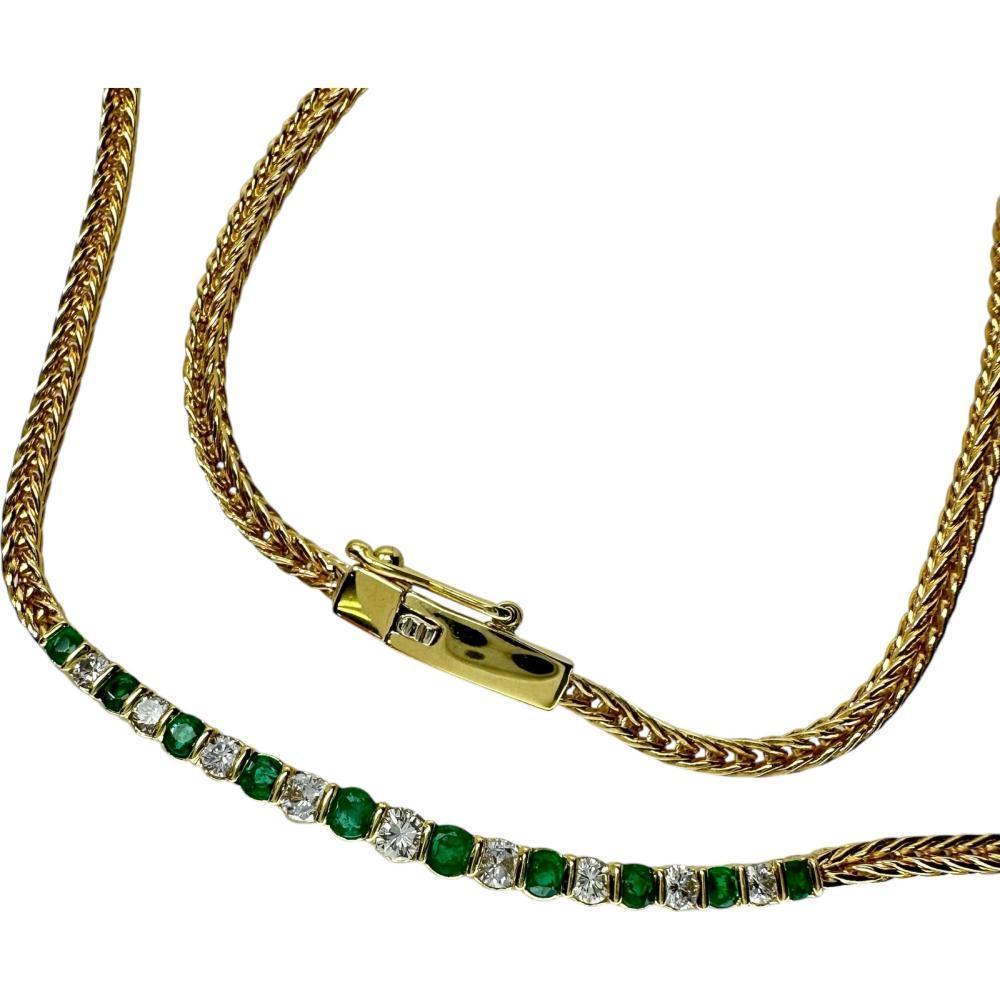 Tiffany Emerald Diamond Necklace Yellow Gold